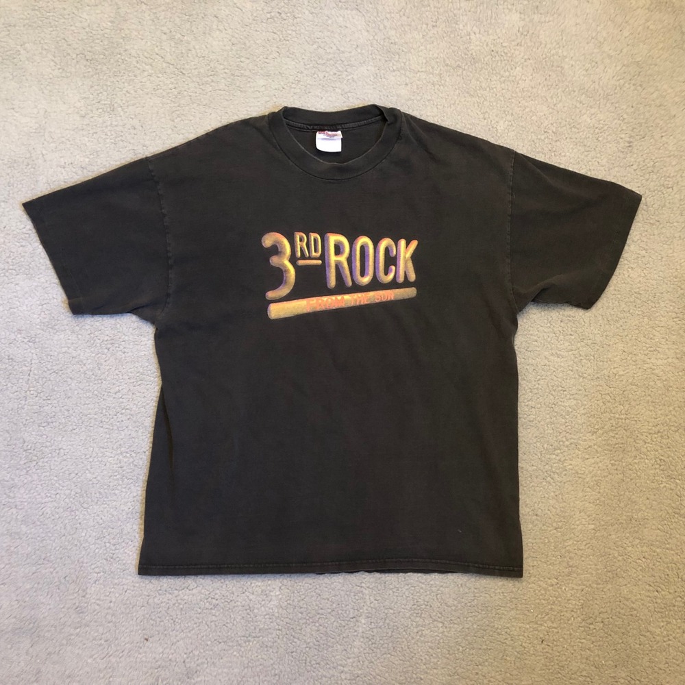 Grail Vintage 3rd Rock‎ From The Sun T Shirt Black 90s TV Promo Graphic Tee L